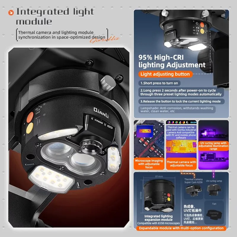 مجهر ثلاثي العدسات Qianli 6558 - مراجعة Electronics Repairing وسعره